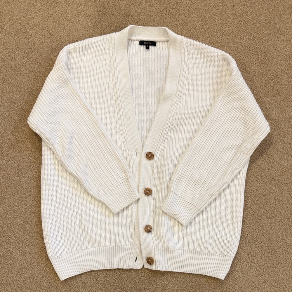 EUC Quince organic cotton oversized boyfriend cardigan ivory S